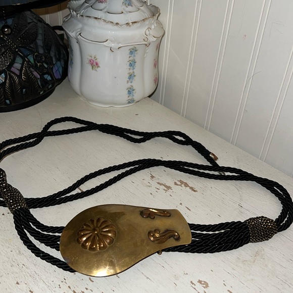 Handmade OOAK 90’s Vintage Brass & Copper buckle & braided belt main image 6